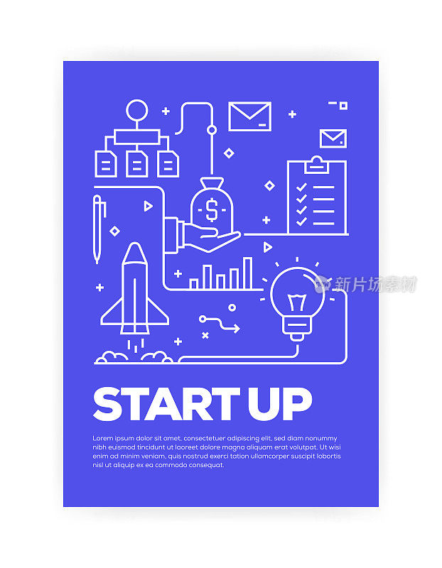 Start Up Concept Line Style Cover Design for Annual Report, Flyer, Brochure.